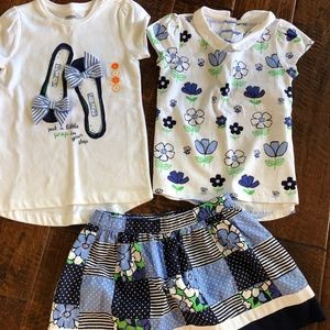 Gymboree Set - Girls skirt & 2 Shirts